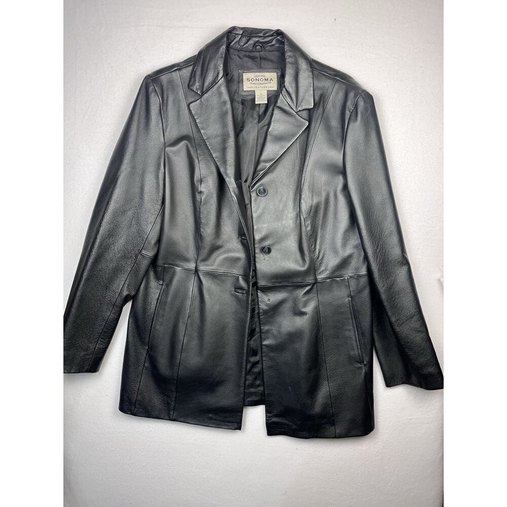 Sonoma Jean Company Black Genuine Leather Jacket Women’s Large – Vintage